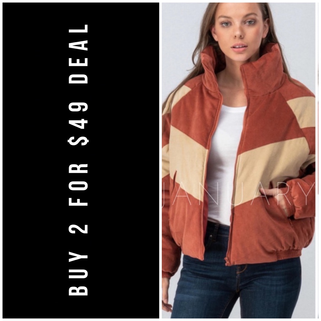 Rust Cream Puffer Jacket
